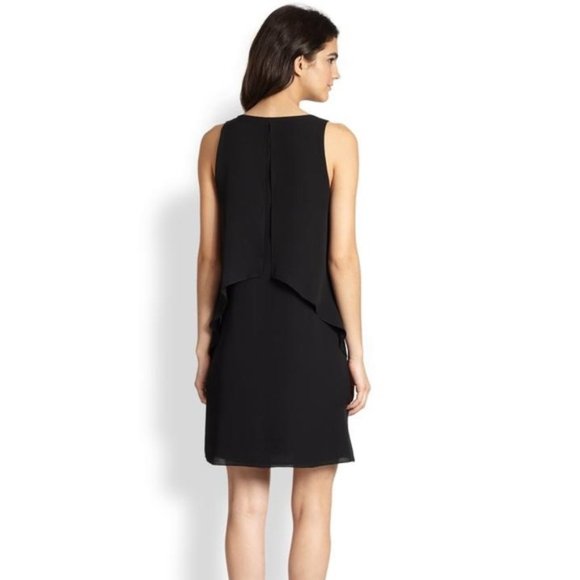 Theory Black Lyall Janelyn Flyaway Panel Silk Georgette Dress - Picture 2 of 16